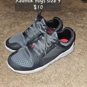 Reebok Kids Gray and Black Sneakers with Red Accents